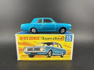 Vintage Lesney Matchbox Superfast #25 BLUE FORD CORTINA GT Original Box COMPLETE - Picture 1 of 11