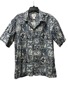 Ho Aloha Hawaiian Shirt Mens Size XL Blue Green Tropical Casual Cotton Beach - Picture 1 of 5