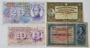 SWITZERLAND LOT OF 4 BANKNOTES VERY RARE LOT XF NO RESERVE - Picture 1 of 2