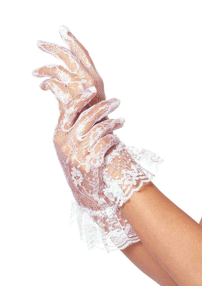 Leg Avenue White Wrist Length Lace Ruffle Costume Gloves