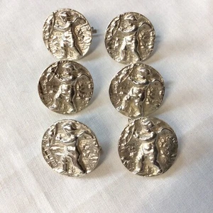 1894- 1900 Victorian Solid Silver Six Cherub Buttons & Backs By Hayes Birmingham - Picture 1 of 12