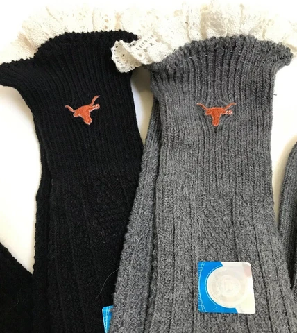 2 Pair UT University of Texas Knee High Ruffle Socks Longhorn Women’s Sz Large Cover
