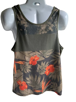 Camiseta sin mangas Burnside para hombre color caqui talla M, material 60 % algodón, 40 % poliéster Foto 1 de 4