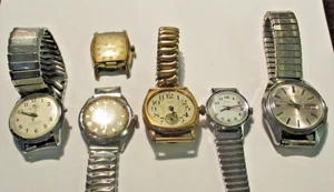 6 Vintage Mens Watches Parts Repair Helbros Belforte Elgin Hamilton Seiko Timex - Picture 1 of 2