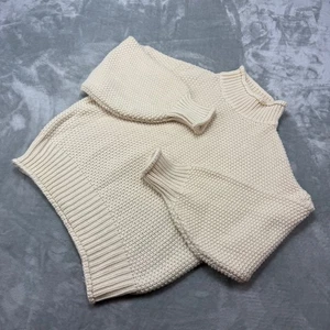 Kayamiya Mock Neck Knit Sweater *Medium Large* Cream Long Sleeve Pullover Top - Picture 1 of 7