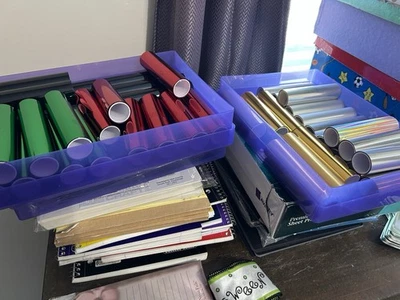 Lot Of 154 Craft Vinyl Rolls Mixed Colors Foil Metallic 4.75”x1.75” Cricut - Image 1 of 4