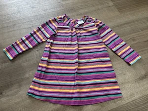 Hanna Andersson Pink Multicolored Striped Long sleeve Dress Girl’s Size 120 6/7 - Picture 1 of 9