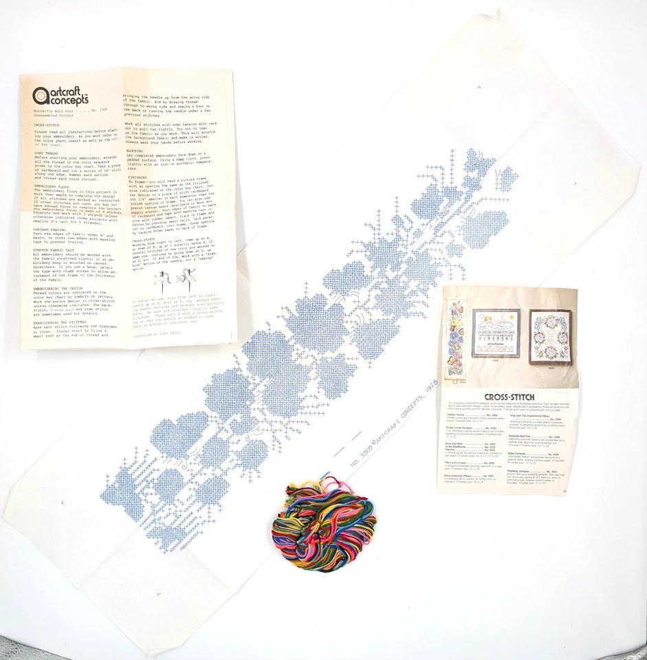 Artcraft Concepts No. 3309 Butterfly Bell Pull Cross-Stitch Kit (Vintage 1978) - Image 1 of 4