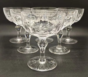 6 x Stuart? Crystal cut glass Hampshire Champagne coupe glasses Unmarked A - Picture 1 of 5