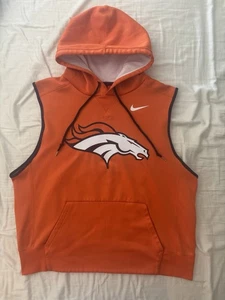 Denver Broncos Custom Nike Sleeveless Hoodie Large Orange - Picture 1 of 10
