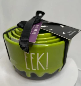 Rae Dunn Measuring Cups Halloween Decor Green & Black EEK! set - Set of 4 - Picture 1 of 4