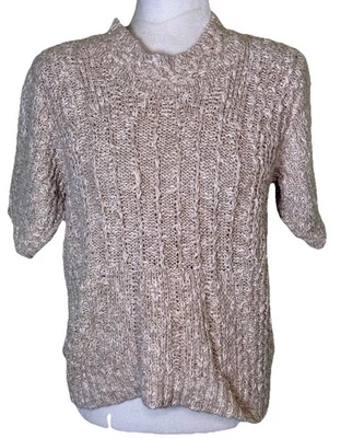 Suéter Orvis Para Mujer Avena Grueso Tejido Manga Corta Acogedor Informal Clásico Med Foto 1 de 4