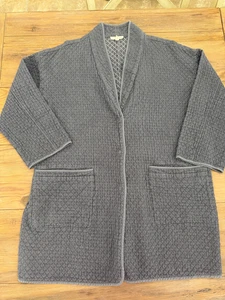 Eileen Fisher Gray Waffle Cotton Jacket, XL - Picture 1 of 8