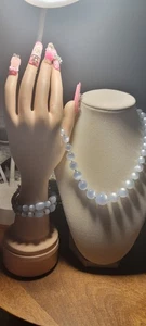 Vintage Art Deco Moonglow set Thermoset Lucite Wrap Wire Bracelet necklace . - Picture 1 of 7