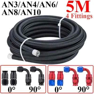 16FT/5M 3AN 4AN 6AN 8AN 10AN E85 Nylon Braided PTFE Fuel Hose Line + 4 Fittings - Bild 1 von 26