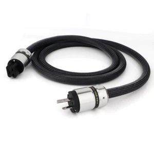 OFC Silver Plated Cord with US/ EU Plug C19 IEC Connector HIFI Audio Power Cable - Picture 1 of 8
