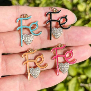 Cubic Heart Charms Fe Pendant Enamel 18K Gold Plated Charm Bracelet Necklace DIY - Picture 1 of 35