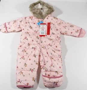 Carters Baby Pram Suit Snowsuit 6/9 Month Foldover Cuffs for Hand Feet Faux Fur - Picture 1 of 9