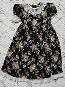 VINTAGE Jessica McClintock Girls Lace Dress Sz 5 Floral Fairy Cottagecore USA - Picture 1 of 24