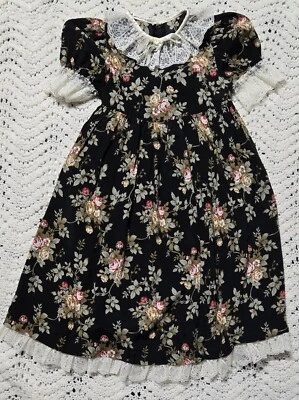 VINTAGE Jessica McClintock Girls Lace Dress Sz 5 Floral Fairy Cottagecore USA  - Image 1 of 4