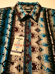 Wrangler Checotah Western-Stil Druckknopfleiste vorne 100 Baumwolle Large mehrfarbig Hemd neu mit Etikett - Bild 1 von 5