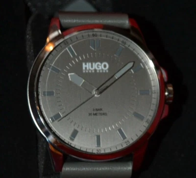 Reloj informal HUGO #First para hombre de cuarzo de acero inoxidable y correa de cuero, color: Foto 1 de 4