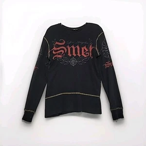 Y2K Smet Christian Audigier Demon Thermal Shirt Mens Large Street Grunge - Picture 1 of 8
