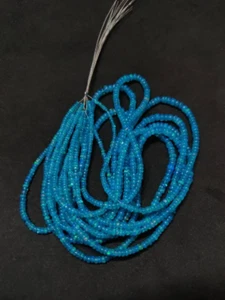 Blue Ethiopian Opal Plain Rondelle Flashy Beads 3 to 5 Mm/16"Strand - Picture 1 of 5