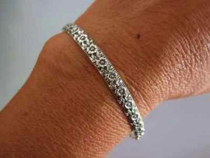 925 Sterling Silver Cuff Bracelets For Women, Flower Silver Bangle Bracelets - Picture 1 of 6