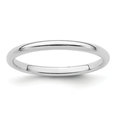 Sterling Silver Polished Solid 2mm Unisex Half Round Wedding Band Size 4 to 13.5 - Image 1 of 4