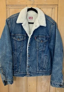 Giacca jeans LEVIS' uomo vintage anni 80 foderata sherpa USA denim taglia 44L blu FA GDD - Foto 1 di 11