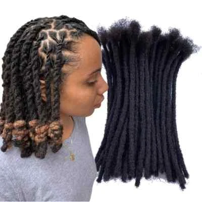 Extensiones Dreadlock Cabello Humano 0.4 0.6 0.8cm Grosor Extensiones Loc Completas Hechas a Mano Foto 1 de 4