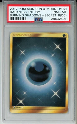POKEMON BURNING SHADOWS DARKNES ENERGY #168 SECRET RARE PSA 8 NM (OC) #28632491 - Image 1 of 2