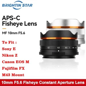 Brightin Star 10mm F5.6 MF Fisheye Lens for Sony E Fuji X Canon Nikon M43 Mount - Picture 1 of 10