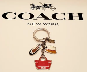 HARD-TO-FIND COACH ENAMEL HAT, SANDAL AND TOTE BAG KEY RING KEY FOB - 65743 - Picture 1 of 5