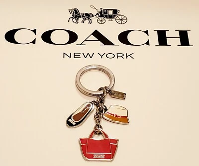 HARD-TO-FIND COACH ENAMEL HAT, SANDAL AND TOTE BAG KEY RING KEY FOB  - 65743 - Image 1 of 4