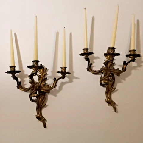 Antique Louis XV Bronze Wall Sconces Cover