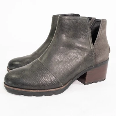 Botas femininas Sorel Cate corte tornozelo 7,5 couro salto bloco - Imagem 1 de 4