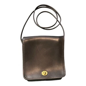 Vintage COACH FLAP TURNLOCK LEATHER CROSSBODY SHOULDER HANDBAG PURSE 9620 Black - Picture 1 of 4