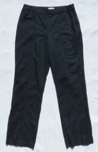 CAROLINA BELLE Navy Blue Linen + Cotton Wide Straight Leg Pants Trousers US M 8 - Picture 1 of 5