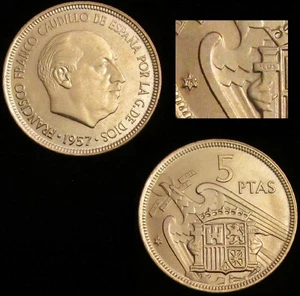 *GUTSE* FRANCO-9, 5 PESETAS 1957*75, PLUS, BRILLO ORIGINAL, SIN CIRCULAR. - Imagen 1 de 1