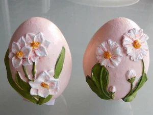 Ostereier, Deko-Eier mit Blumendekor zum Hinstellen, rosa, Osterdeko, 2 Modelle - Bild 1 von 3