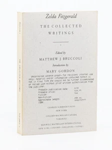 ZELDA FITZGERALD / Collected Writings Introduction by Mary Gordon Proof 1st 1991 - Picture 1 of 1