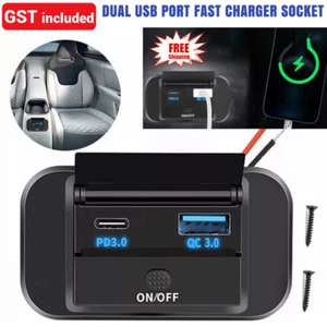 Dual PD USB Port Fast Charger Socket Power Outlet Panel Car RV Caravan 12V/24V - Picture 1 of 13