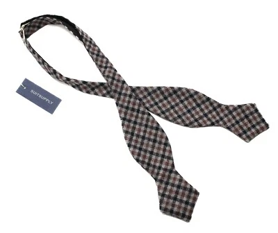 SUITSUPPLY Check Pink Bow Tie Men's ONE SIZE Wool Silk Adjustable Formal Tied - Image 1 of 4