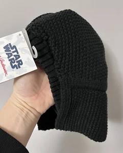 NWT! Hanna Andersson Black Darth Vader Beanie Hat - Star Wars Sweater Knit Sz S - Picture 1 of 5