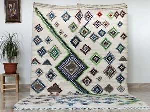 Handmade Beni Ourain Rug Tribal Azilal Rug Authentic Berber Colorful Wool Carpet - Picture 1 of 12