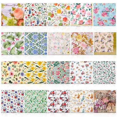 20 Pack Assorted Floral Napkins for Decoupage Toile Napkins Flower Cocktail D... Foto 1 de 4