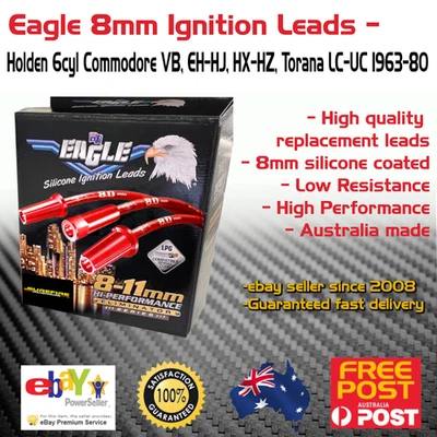Eagle 8mm Ignition Leads 6cyl Holden Com VB EH-HJ HX-HZ Torana LC-UC 1963-80 Red - Image 1 of 3