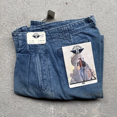 Deadstock 80s Dockers Jeans Mens 33x34 Pleated Denim Levi’s Baggy Fit Vintage - Image 1 of 3